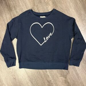 Pact Organic Love Heart Graphic Sweatshirt Medium Navy Boxy Sustainable Ethical